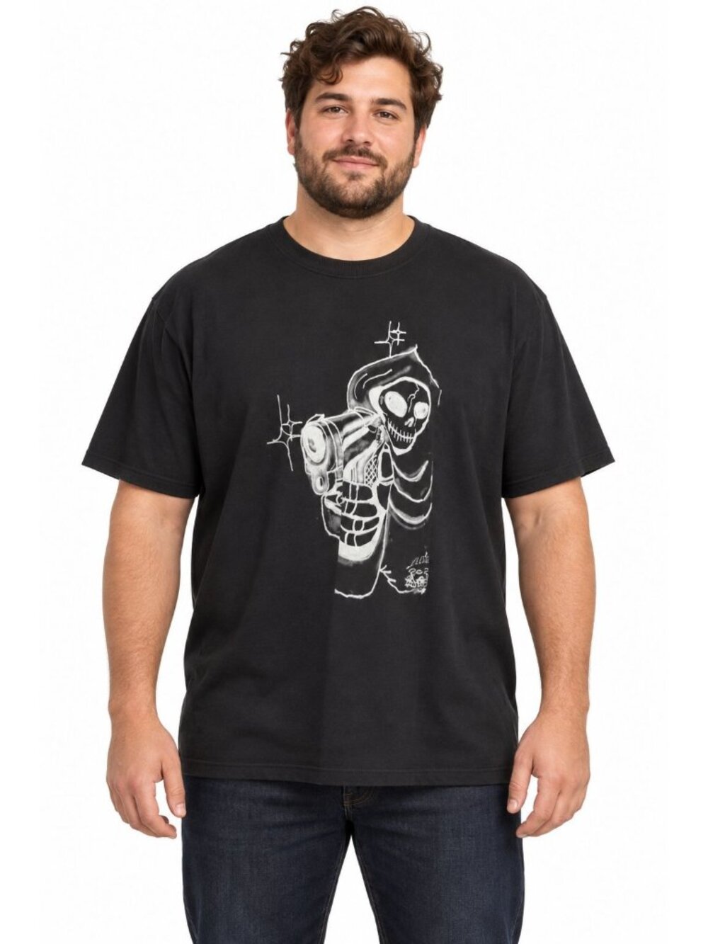 Cotton Heritage Skeleton Graphic Men T-Shirt Black/White Xlarge